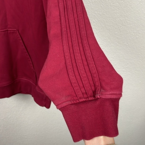 Vintage Adidas Adicolor Hoodie Sweatshirt 3 Stripe Long Sleeves Red Sz S - Picture 3 of 10